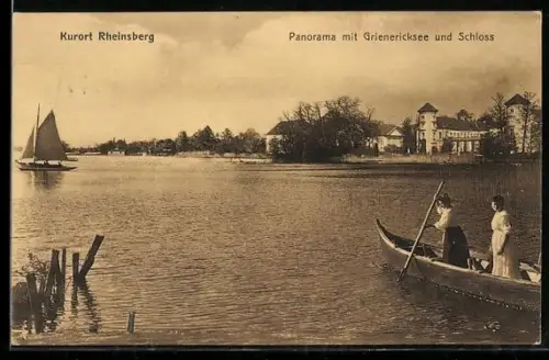 AK Rheinsberg, Panorama mit Grienericksee und Schloss