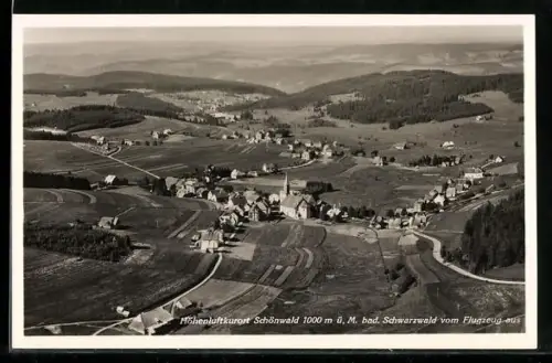 AK Schönwald /Schwarzwald, Ortsansicht vom Flugzeug aus gesehen