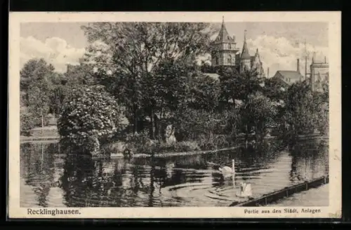 AK Recklinghausen, Partie aus den Stadtanlagen