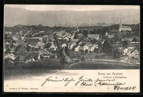 AK Pyrmont, Gesamtansicht vom Königsberg, Kirche