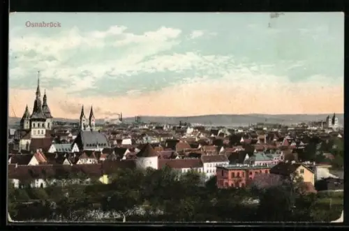 AK Osnabrück, Stadtpanorama mit Kirchen