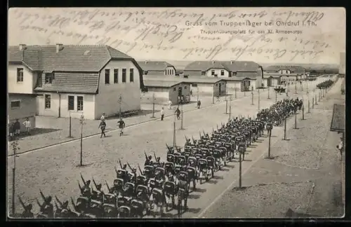 AK Ohrdruf i. Th., Truppenübungsplatz, XI. Armeekorps, Soldatenparade