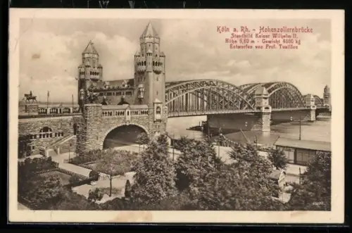 AK Köln a. Rh., Hohenzollernbrücke, Standbild Kaiser Wilhelm II