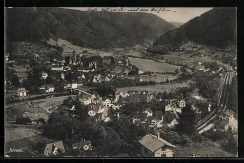AK Hirsau, Ortsansicht im Tal mit Bahnlinie