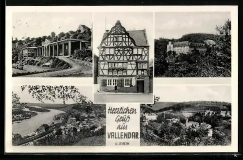 AK Vallendar a. Rhein, Verschiedene Ortsansichten, Fachwerkhaus, Rheinblick, Gebäudeensemble