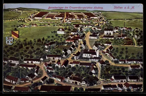 AK Stetten a. k. M., Barackenlager d. Truppenübungsplatzes Heuberg, Wappen