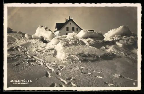 AK Schleimünde, Lotsenhaus im Schnee