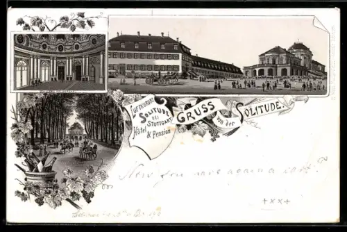 Lithographie Stuttgart, Hotel-Pension Solitude, Schillers Räubersaal