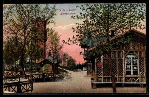 AK Suhl i. Thür., Bismarckturm, Restaurant