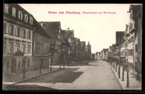 AK Günzburg, Hauptstrasse mit Marktplatz
