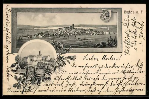 AK Buchau a. F., Ortsansicht mit Schloss Buchau