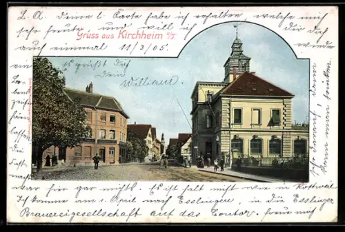 AK Kirchheim-Teck, Marktstrasse mit Kirchturm