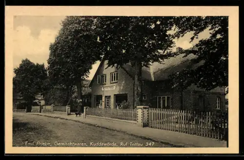AK Kuddewörde-Trittau, Gemischtwarengeschäft von Emil Priebe