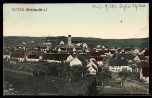AK Bingen /Hohenzollern, Ortsansicht mit Kirche