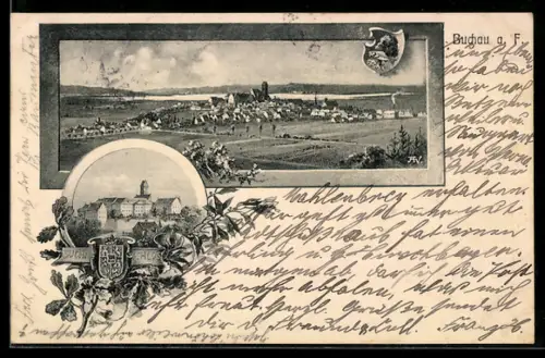 AK Buchau a. F., Ortsansicht mit Schloss Buchau