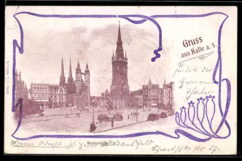 AK Halle a. S., Blick auf den Marktplatz