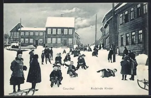 AK Clausthal, Rodelnde Kinder im Schnee
