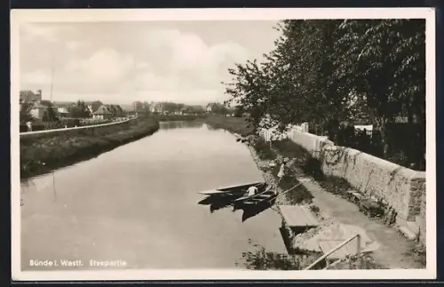 AK Bünde i. Westf., Elsepartie mit Booten
