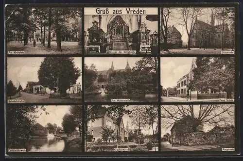 AK Vreden, Am Kirchplatz, Inneres d. Stiftskirche, Stiftskirche, Bahnhofsstr., Elektrizitätswerk, Krankenhaus