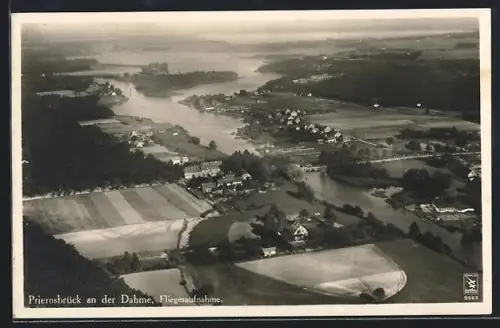AK Prierosbrück an der Dahme, Teilansicht, Fliegeraufnahme