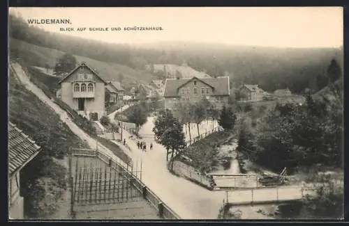 AK Wildemann, Blick auf Schule & Gasthaus Schützenhaus