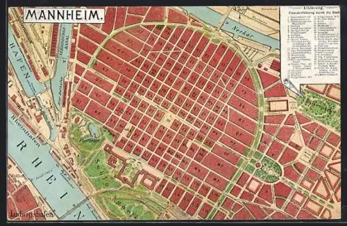 AK Mannheim, Plan der Innenstadt