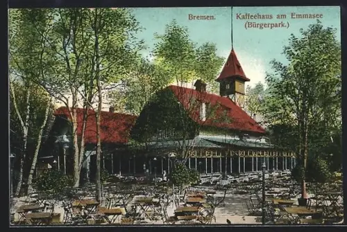AK Bremen, Gasthaus Kaffeehaus am Emmasee im Bürgerpark