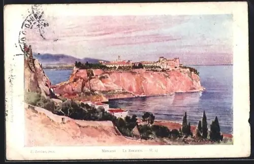 Künstler-AK Monaco, Le Rocher