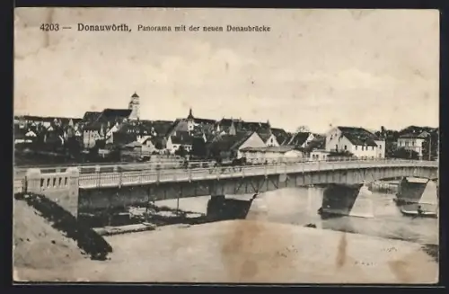 AK Donauwörth, Panorama mit der neuen Donaubrücke