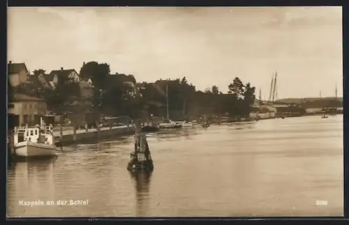 AK Kappeln an der Schlei, Hafenansicht mit Booten und Uferpromenade