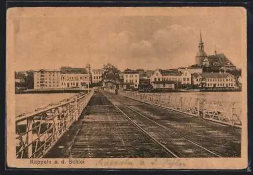 AK Kappeln a. d. Schlei, Brücke, Stadtansicht, Kirche
