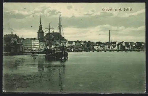 AK Kappeln a. d. Schlei, Hafen, Kirche, Stadtansicht