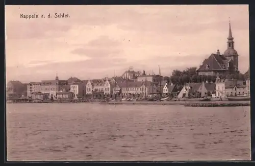 AK Kappeln a. d. Schlei, Stadtansicht mit Kirche und Hafen