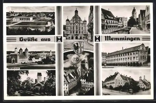 AK Memmingen, Rathaus, Steuerhaus, Fuggerbau, Marktplatz, Stadtansichten