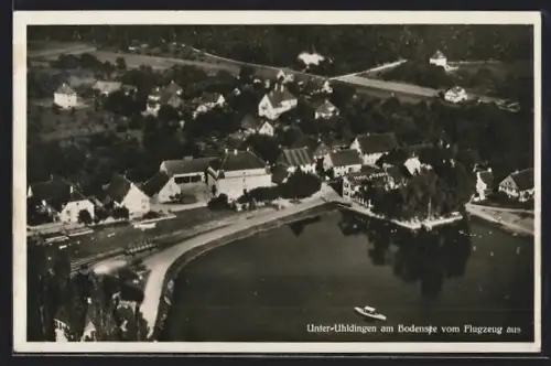 AK Unter-Uhldingen am Bodensee, Luftaufnahme, Hotel-Pension Krone, Inh. Winterhalter