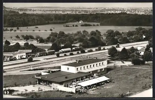AK Stuttgart, Autobahn-Raststätte Stuttgart-Süd, Inh. Erich Hanke, Luftbild