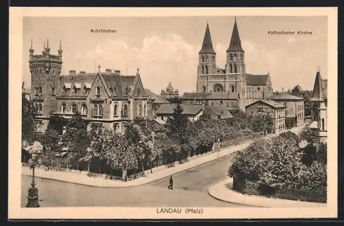 AK Landau /Pfalz, Schlösschen, katholische Kirche