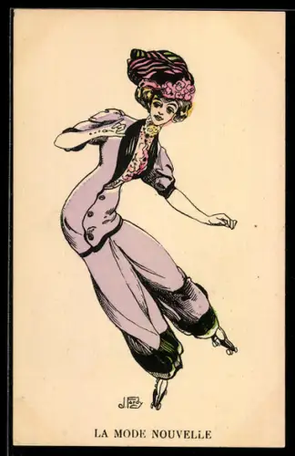 Künstler-AK sign. Hardy: Hübsche blonde Dame auf Rollschuhen