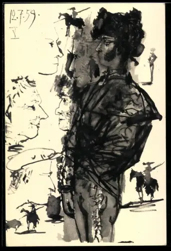Künstler-AK sign. Pablo Picasso: Toros y toreros