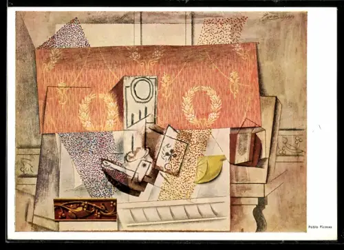 Künstler-AK sign. Pablo Picasso: Nature morte au Tapis rouge
