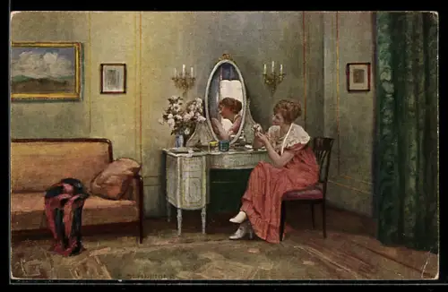 Künstler-AK sign. E. Schneider: Mussestündchen