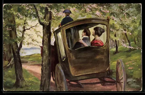 Künstler-AK sign. H. Mager: Die Fahrt ins Glück