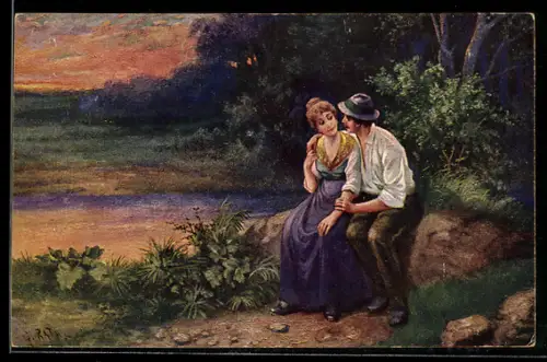 Künstler-AK sign. G. Rath: Stilles Glück