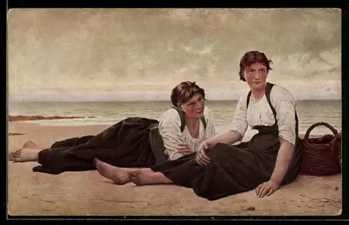 Künstler-AK sign. F. A. Delobbe: In banger Erwartung