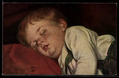 Künstler-AK sign. F. v. Defregger: Schlafender Knabe