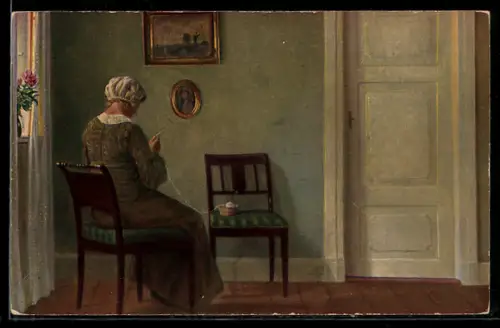 Künstler-AK sign. Alfred Broge: Haekletöjet