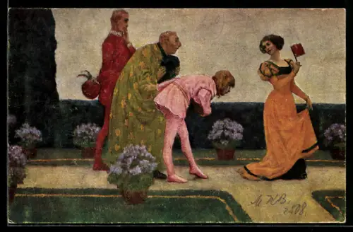 Künstler-AK sign. F. Müller: Die Freier