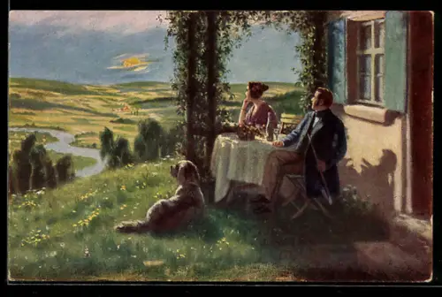 Künstler-AK sign. R. de Witt: Dämmernd liegt der Sommerabend