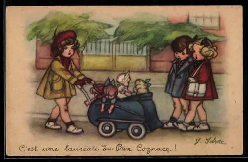 Künstler-AK sign. J. Idrac: C`est une lauréate du Prisc Cognacq !