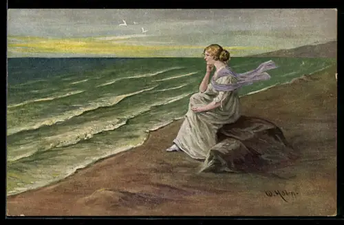 Künstler-AK sign. W. Holm: Die Frau vom Meere